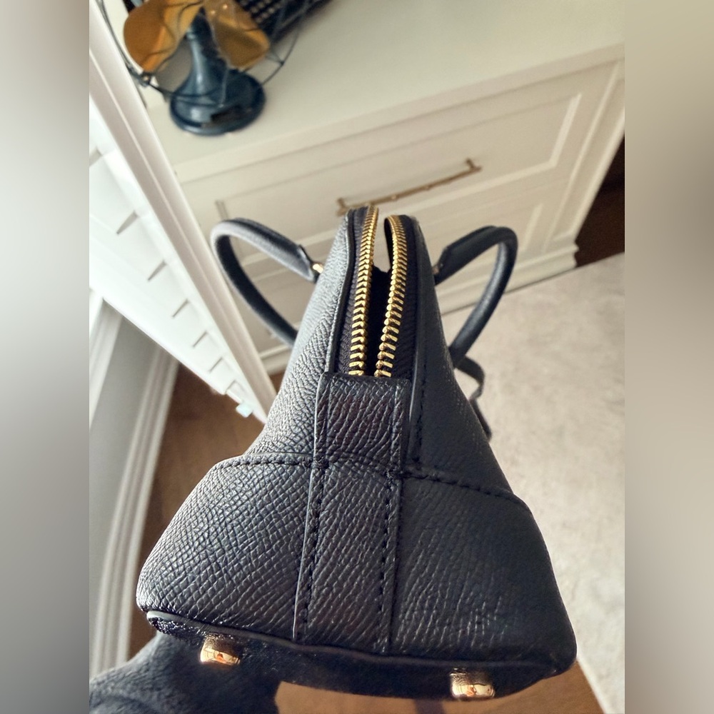 Coach Black Saffiano Leather Dome Satchel with Gold Hardware - Picture 6 of 16